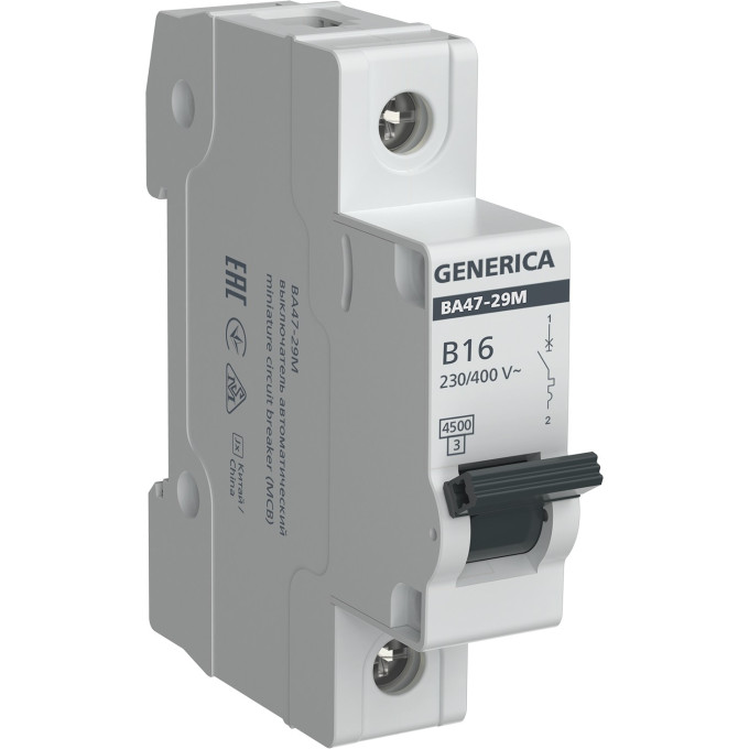 Автоматический выключатель IEK GENERICA ВА47-29М 1p 16а 4,5кА b