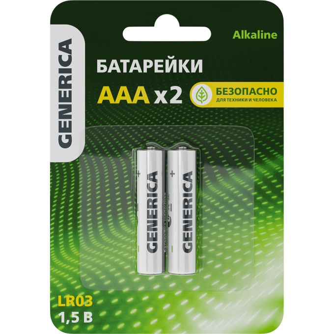 Батарейка щелочная IEK Alkaline LR03/AAA (2шт/блистер) GENERICA