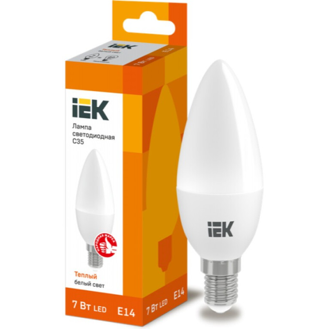 Лампа светодиодная IEK C35 свеча 7Вт 230В 3000К E14 - LLE-C35-7-230-30-E14