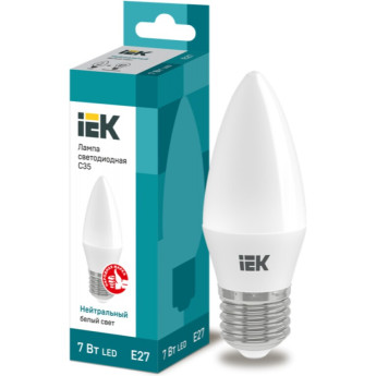 Лампа светодиодная IEK C35 свеча 7Вт 230В 4000К E27 - LLE-C35-7-230-40-E27