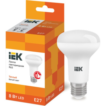 Лампа светодиодная IEK R63 рефлектор 8Вт 230В 3000К E27 - LLE-R63-8-230-30-E27