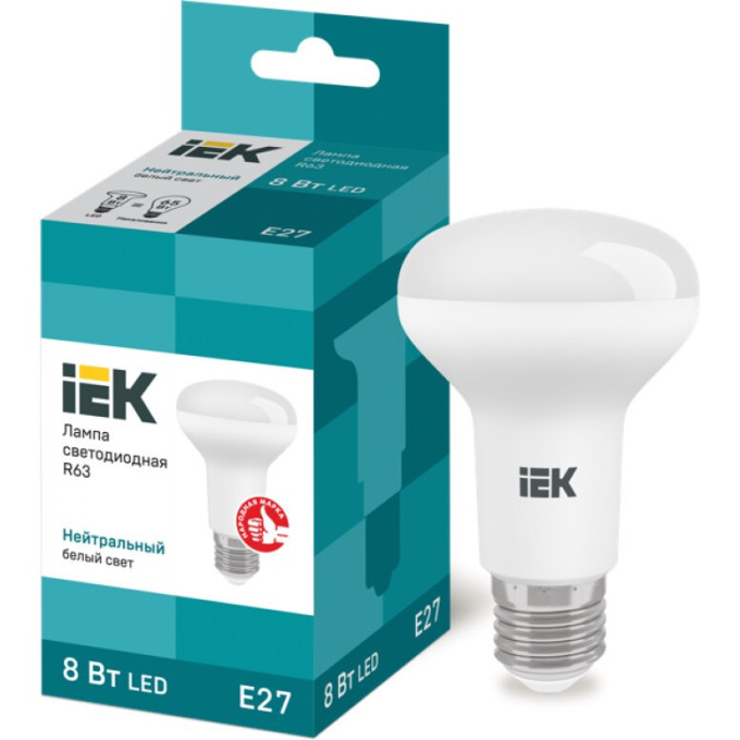 Лампа светодиодная IEK R63 рефлектор 8Вт 230В 4000К E27 - LLE-R63-8-230-40-E27