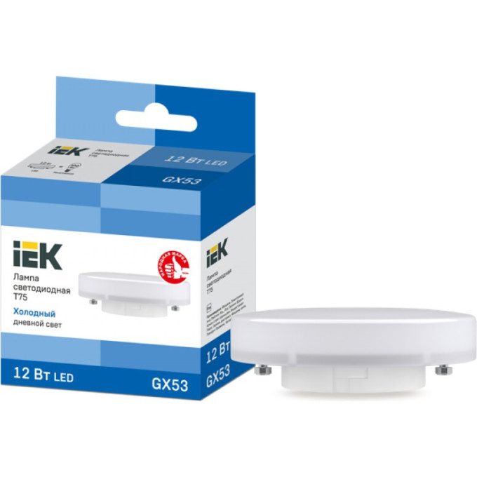 Лампа светодиодная IEK T75 таблетка 12Вт 230В 6500К GX53 - LLE-T80-12-230-65-GX53