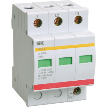 Ограничитель импульсных перенапряжений IEK ОПС1-C 3P 20/40кА 400B - MOP20-3-C