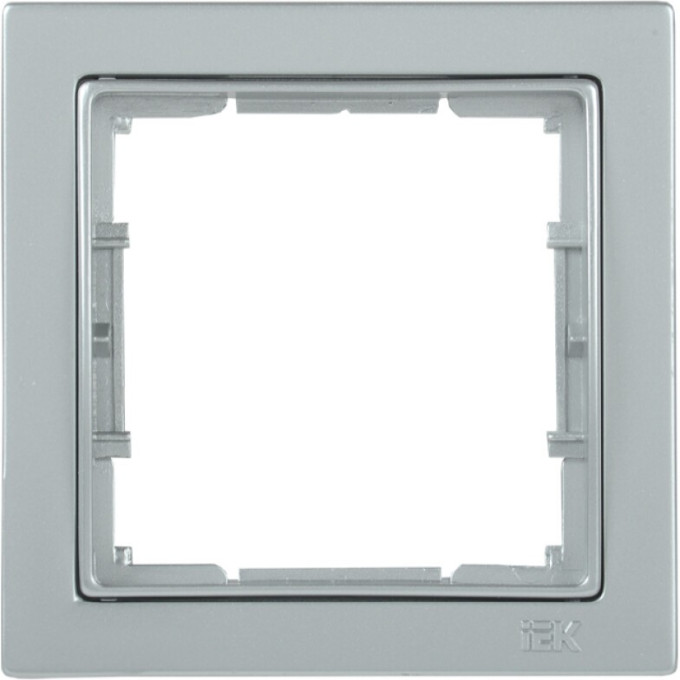 Рамка 1-местная квадратная IEK РУ-1-БС BOLERO Q1 серебряный - EMB12-K23-Q1