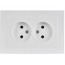 Розетка 2-местная IEK СП BRITE BR-R20-10-K91-F РС12-2-БрАБ 10А в сборе без заземл. без защ. шторок арктич. белая