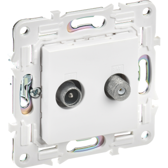 Розетка двойная TV+SAT IEK SKANDY SK-A13W арктический белый