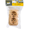 Розетка двухместная для открытой установки IEK GLORY РС22-3-ХС с заземлением 16А сосна - ERH21-K34-16