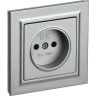 Розетка IEK BRITE РСР10-1-0-БрА 10А без заземляющего контакта и шторок, алюминий BR-R10-10-K47-F
