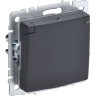 Розетка IEK BRITE с заземлением с защитными шторками и крышкой 16А IP20 РСбш10-3-БрГ графит