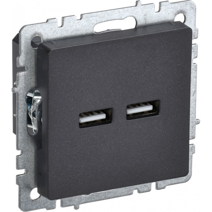 Розетка IEK BRITE USB A+A 3.1А РЮ10-1-БрЧ
