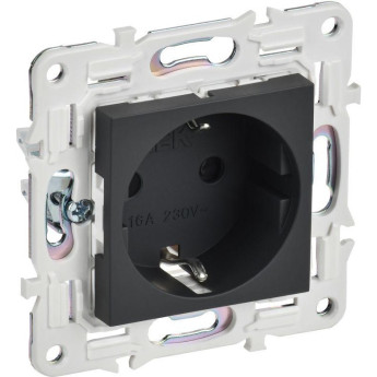 Розетка IEK SKANDY SK-R06G 16А с заземлением/защитные шторки/б/к графит SK-R14-16-1-K53