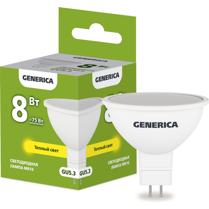 Светодиодная лампа IEK GENERICA MR16 софит 8Вт 230В 3000К GU5.3