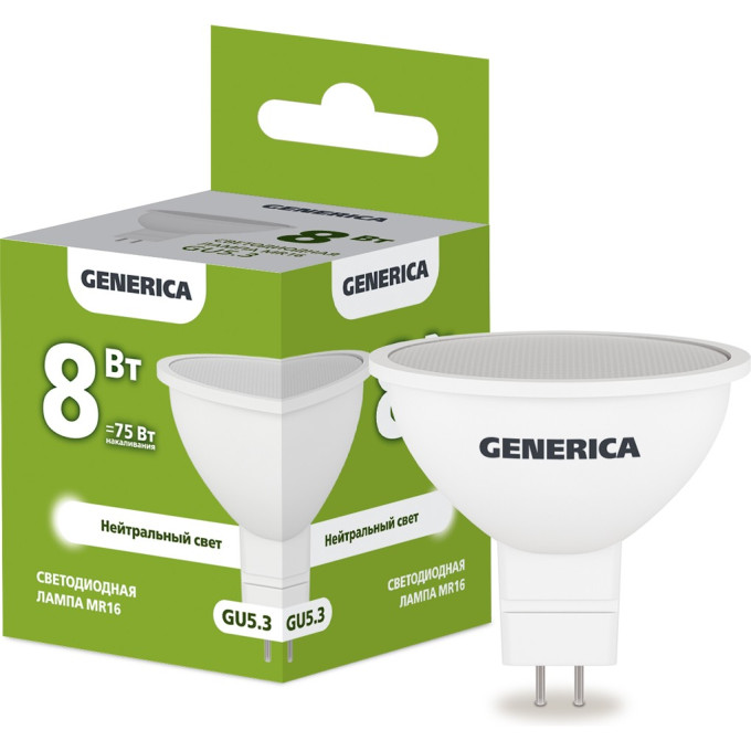 Светодиодная лампа IEK GENERICA MR16 софит 8Вт 230В 4000К GU5.3