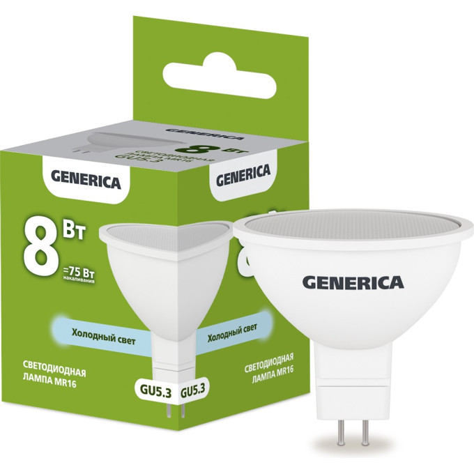 Светодиодная лампа IEK GENERICA MR16 софит 8Вт 230В 6500К GU5.3