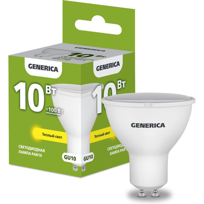 Светодиодная лампа IEK GENERICA PAR16 софит 10Вт 230В 3000К GU10