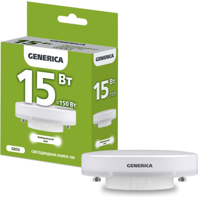Светодиодная лампа IEK GENERICA T80 таблетка 15Вт 230В 4000К GX53