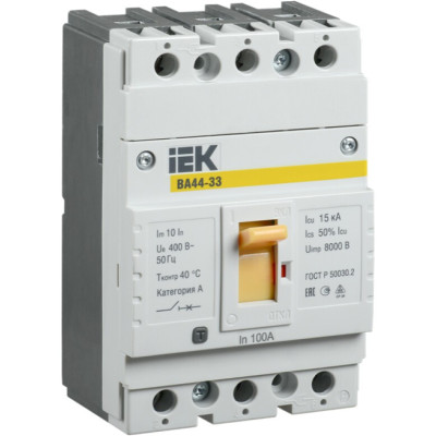Выключатель автоматический IEK ВА44-33 3Р 100А 15кА - SVA4410-3-0100